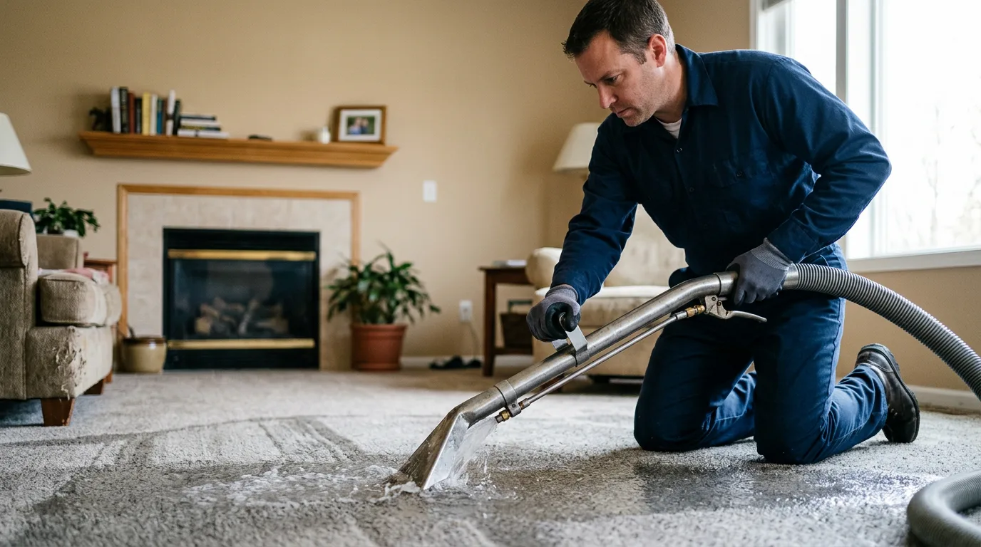 Water damage restoration technician working near Harris, MN
